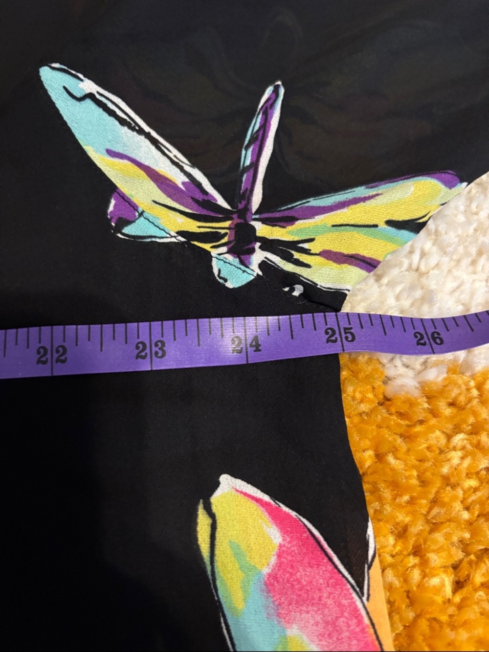 Silk Black Butterfly Print Blouse - Picture 7 of 8
